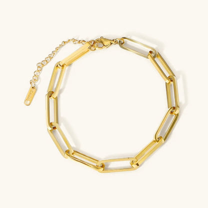 18K Gold Paperclip Chain Bracelet