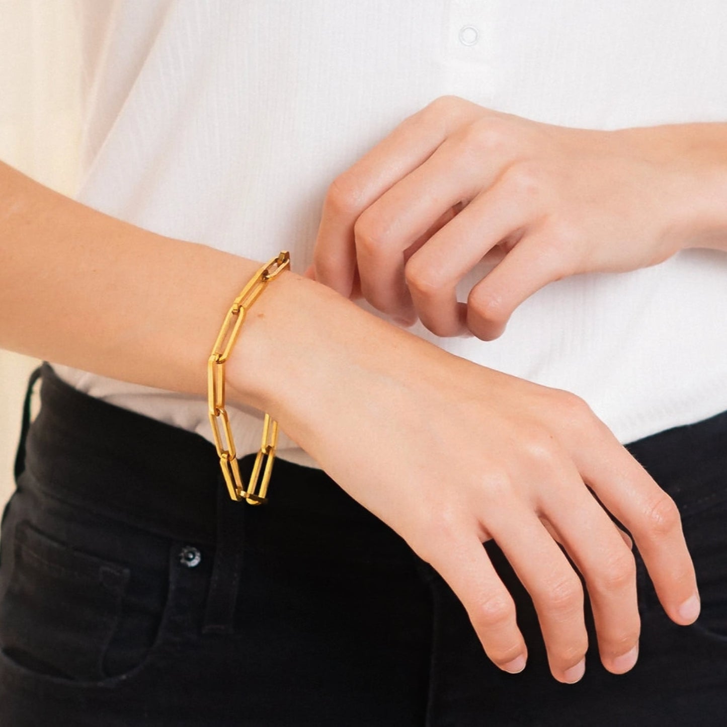 18K Gold Paperclip Chain Bracelet