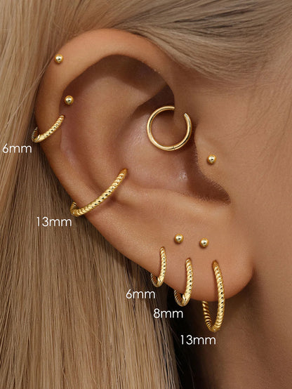 925 Sterling Silver Twist  Hoop Earrings