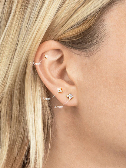 925 Chic Flower Zircon Sterling Silver Stud Earrings