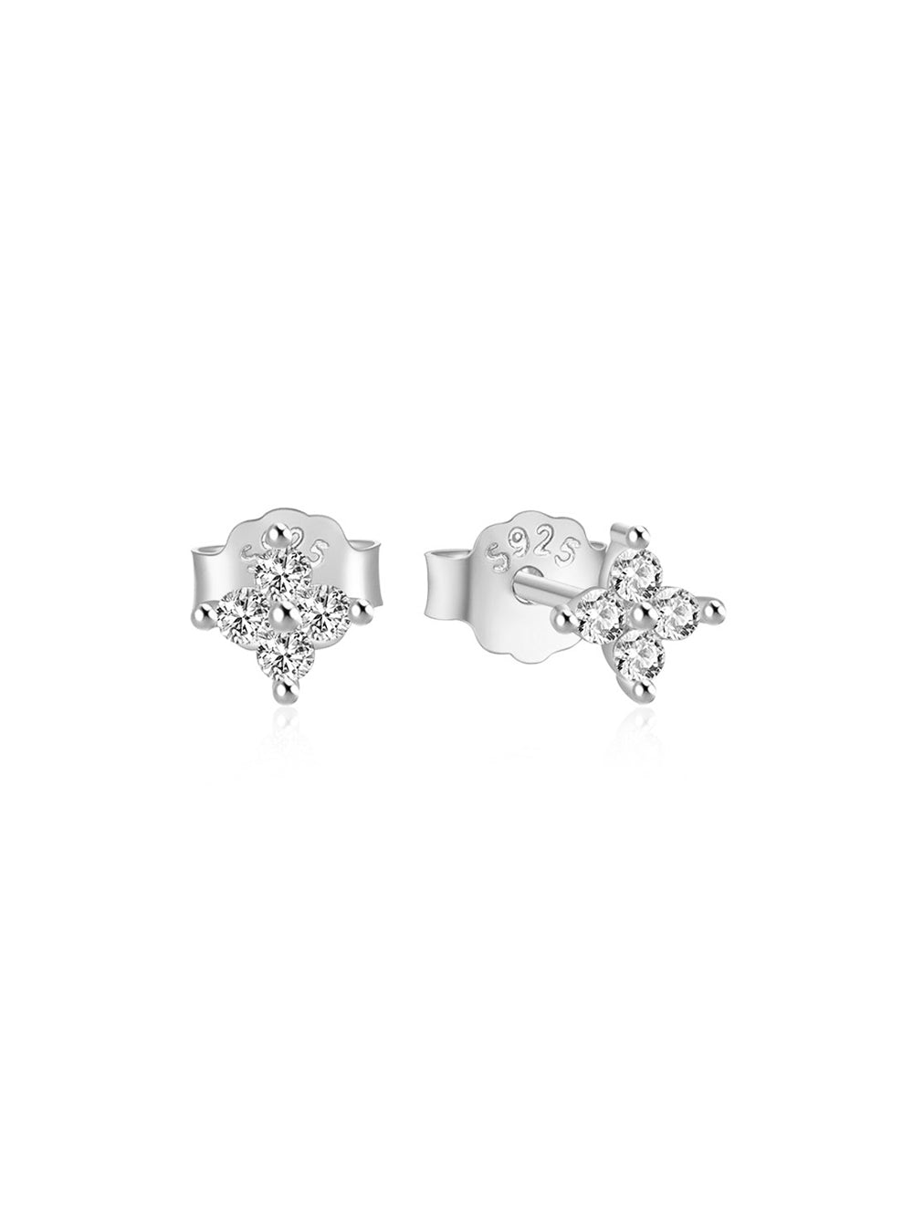 925 Chic Flower Zircon Sterling Silver Stud Earrings