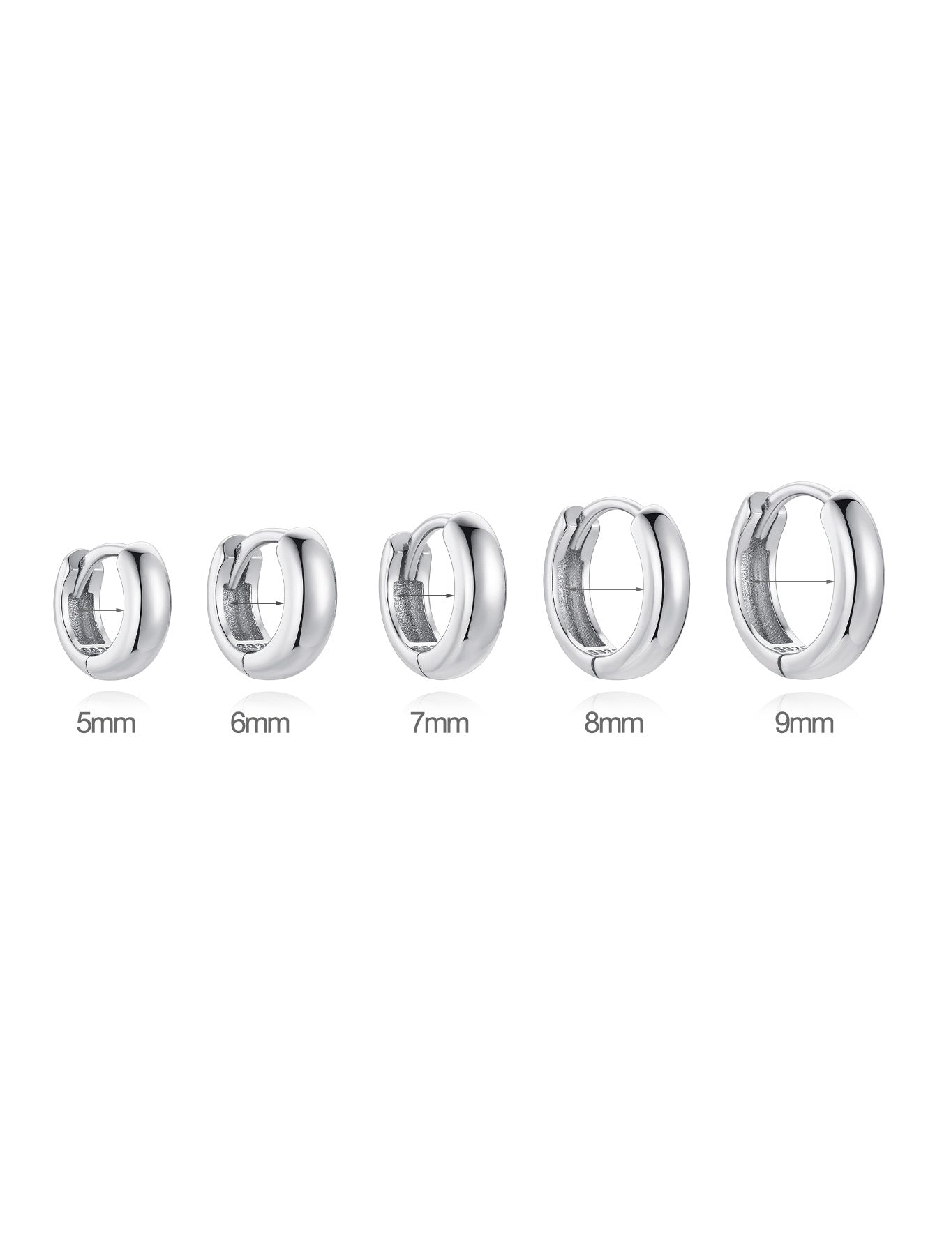 925 Sterling Silver Multiple Sizes Hoop Earrings