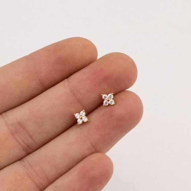 925 Flower Sterling Silver Earrings Stud