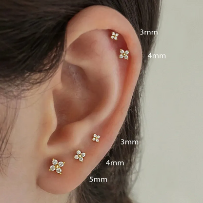 925 Flower Sterling Silver Earrings Stud