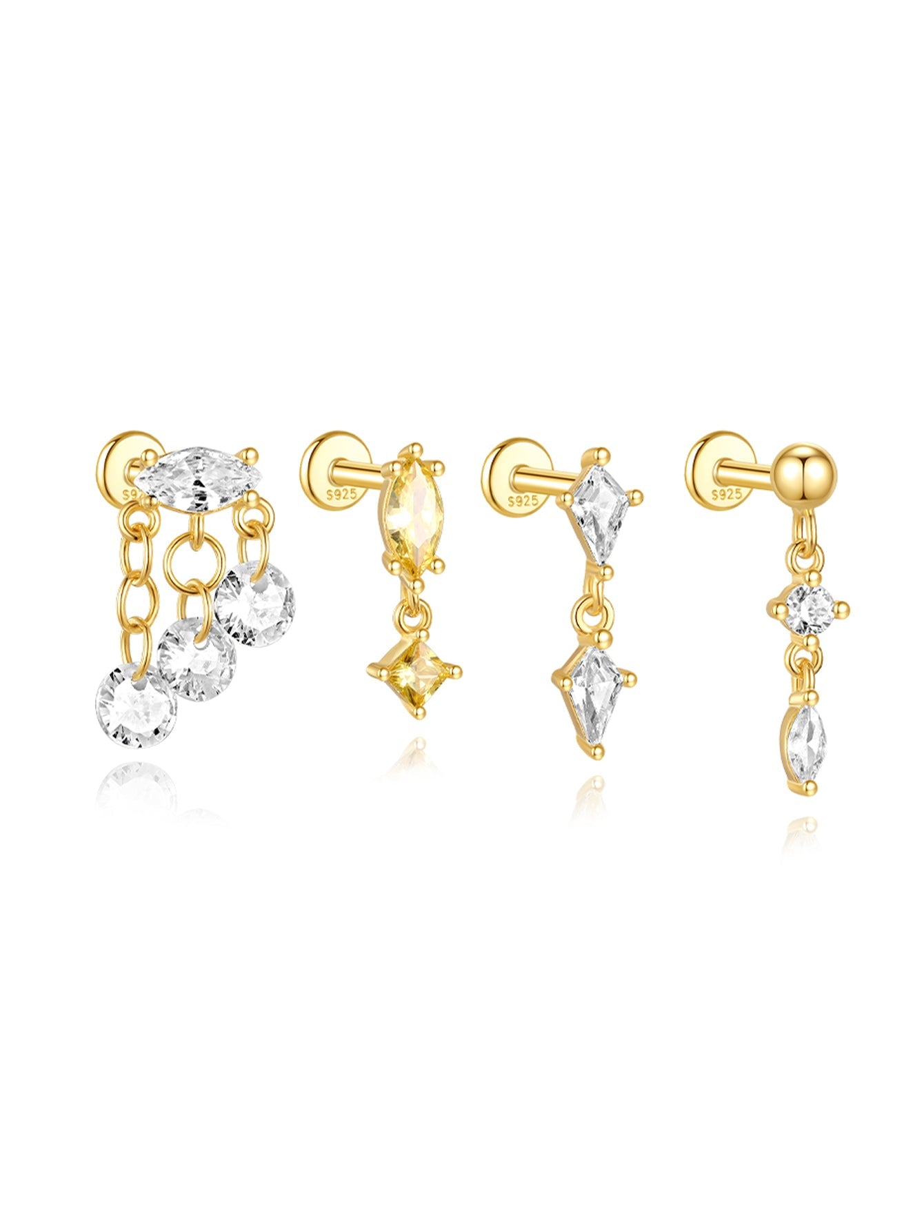 925 Gorgeous Ice Crystal Pendant Earring Series