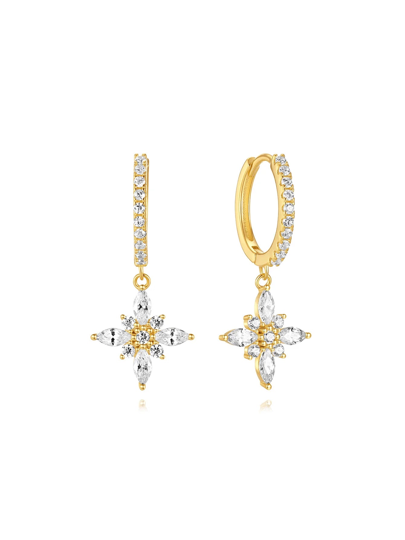 Flower Inlaid Zircon Earrings