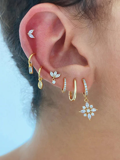 Flower Inlaid Zircon Earrings