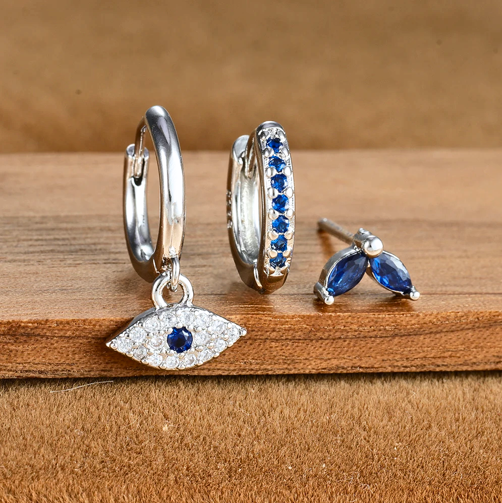 Delicate Blue Diamond Earring Set