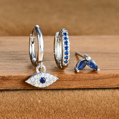 Delicate Blue Diamond Earring Set