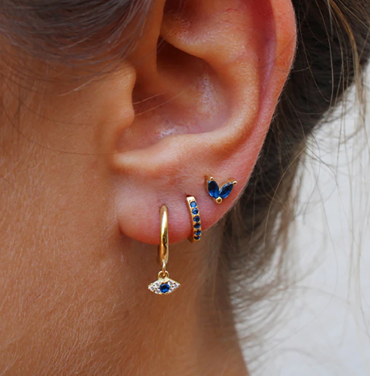 Delicate Blue Diamond Earring Set