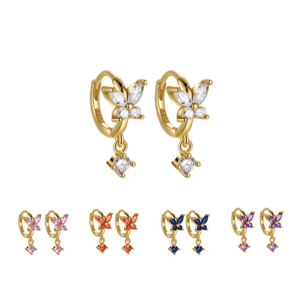 Crystal Butterfly Huggie Earrings