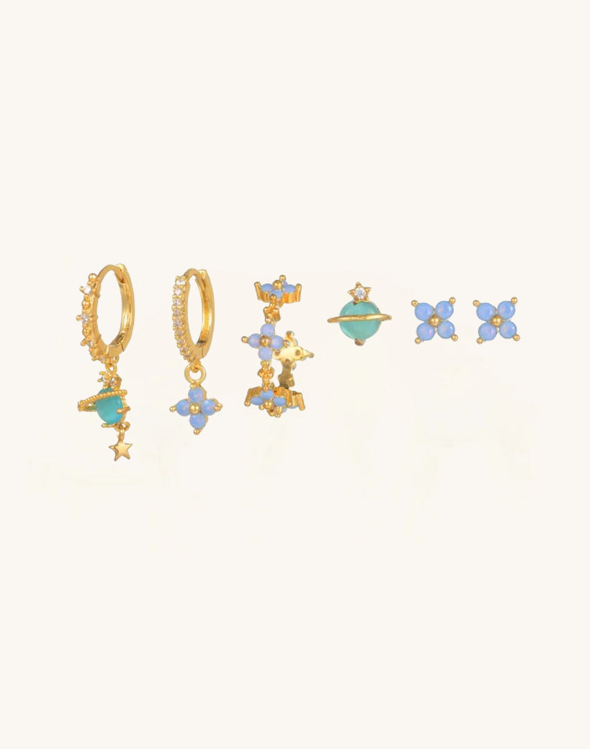 Flower Star Pendant Earring Set