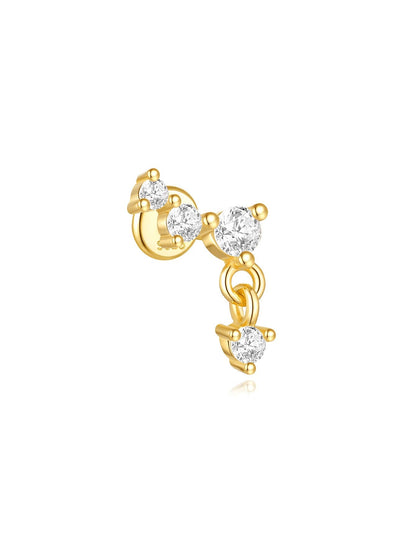 925 Gold Plated Flower Drops Star Moon Studs Earring Series