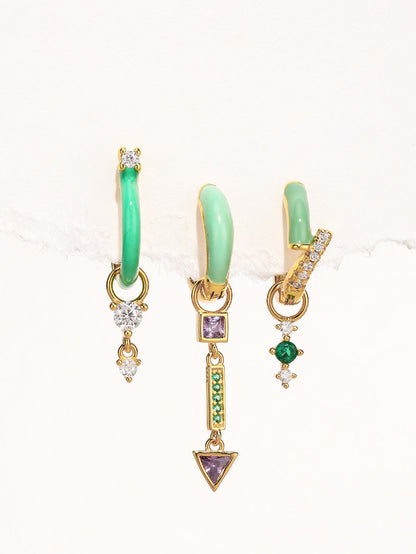 Delicate Green S925 Earring Set