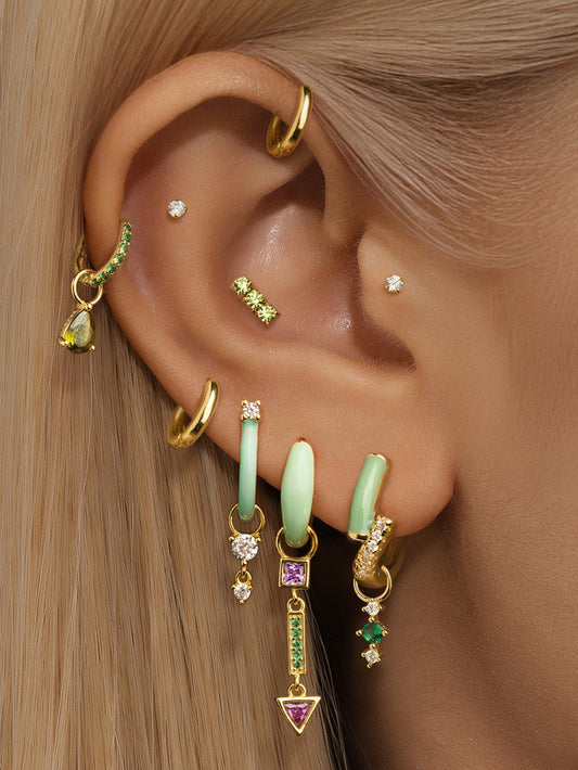 Delicate Green S925 Earring Set