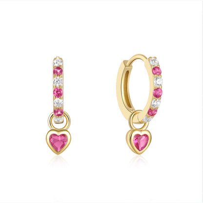 Romantic Heart-Shaped Zircon Pendant Earrings