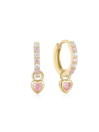 Romantic Heart-Shaped Zircon Pendant Earrings