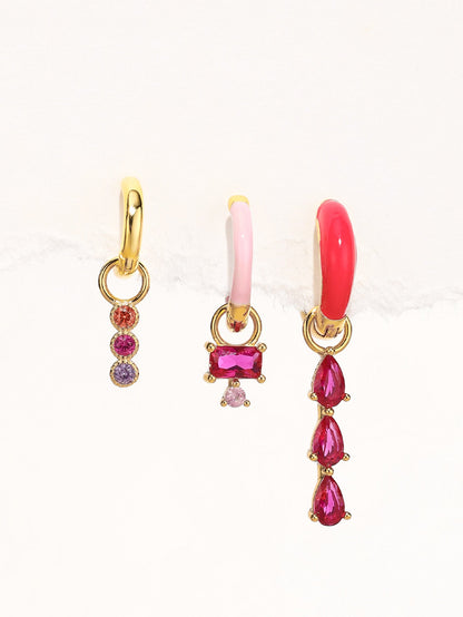 Pink Water Drop 925 Earring Set