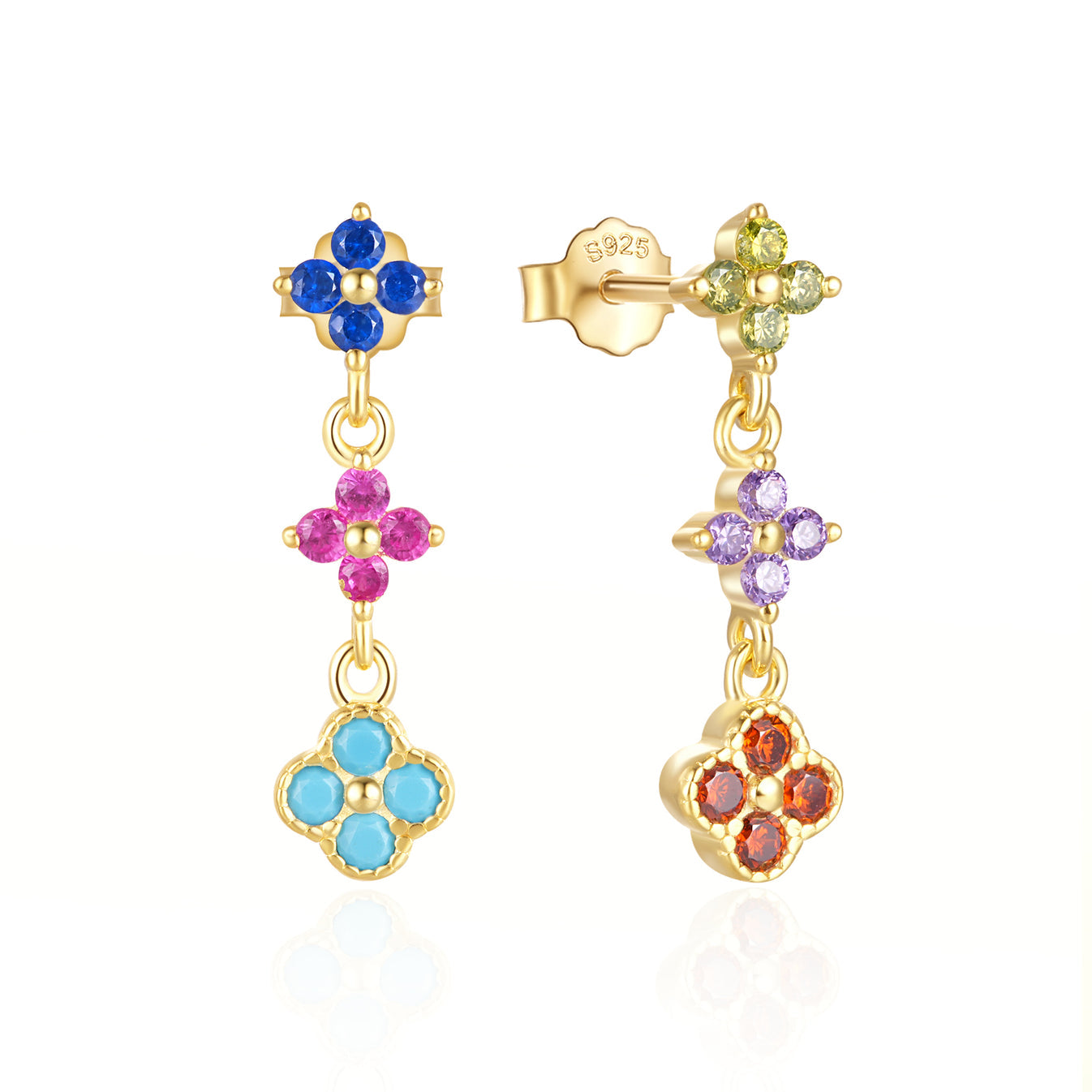 Exquisite Colorful Petal Drop  Sterling Silver Earrings