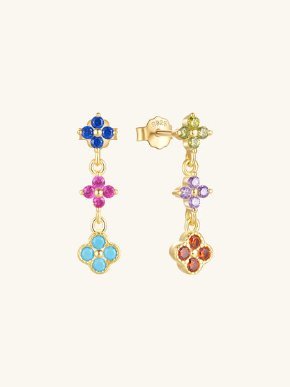 Exquisite Colorful Petal Drop  Sterling Silver Earrings