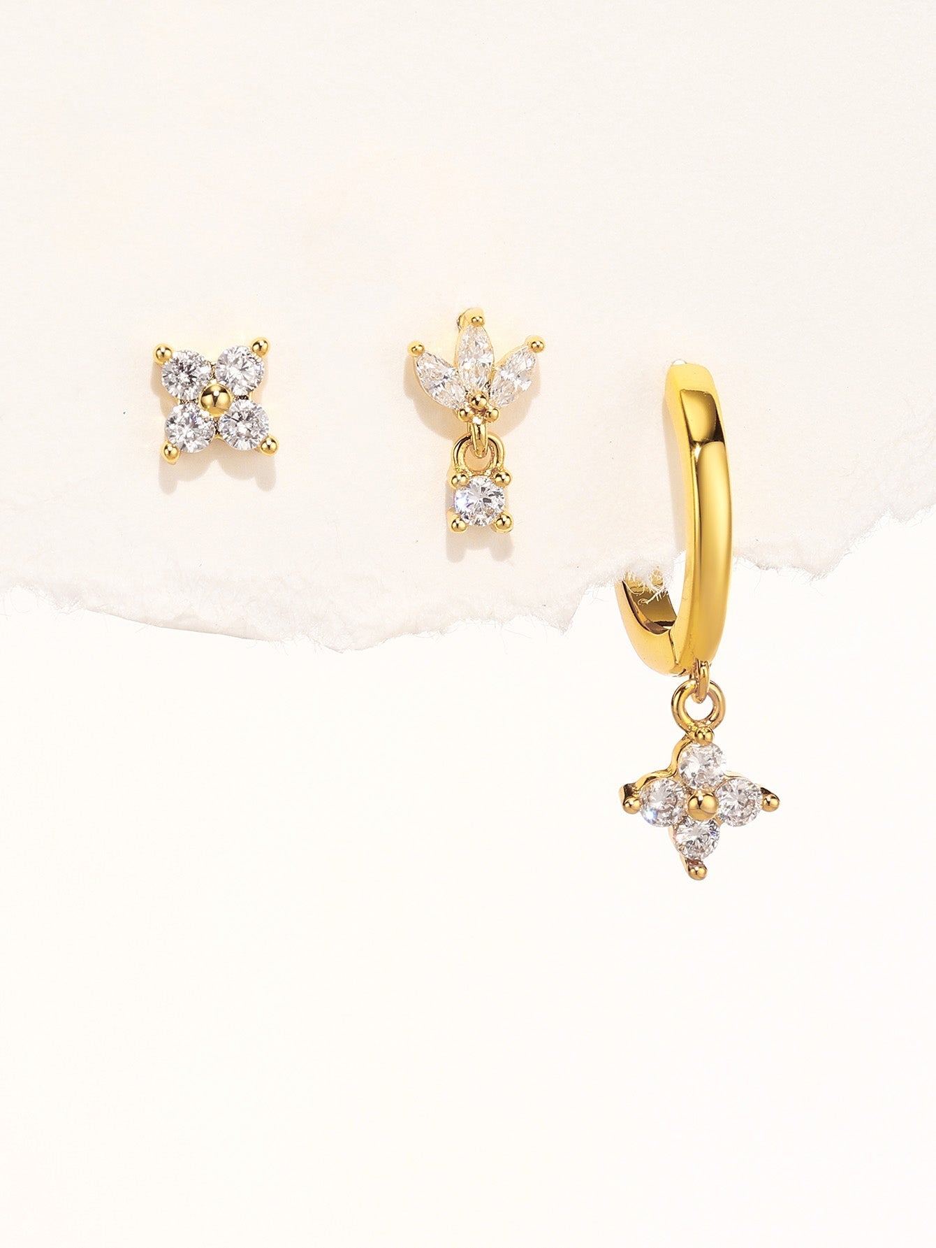 925 Simple Gorgeous Floral Zircon Earrings Series