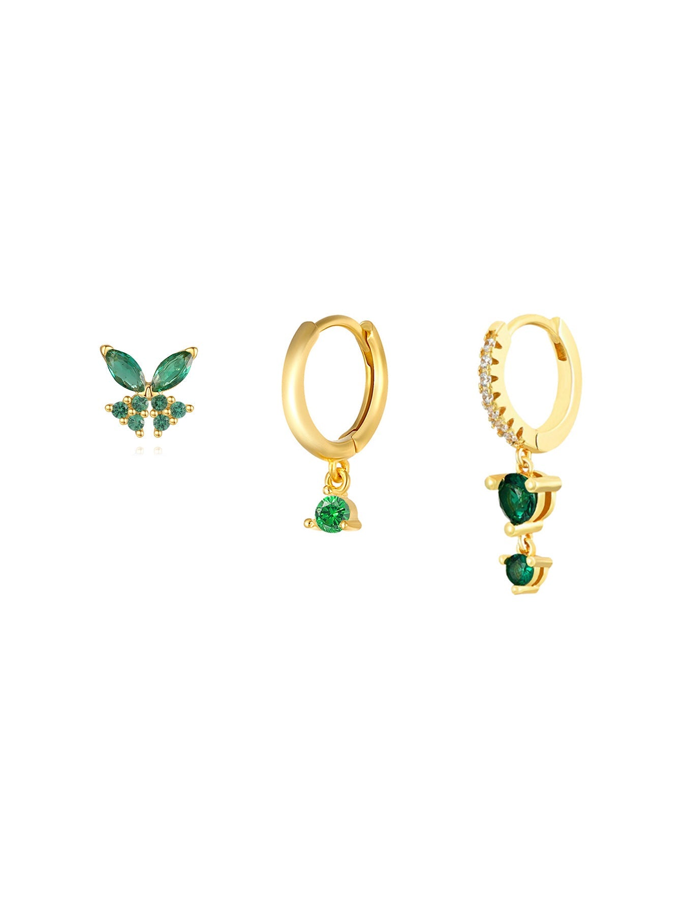 Elegant Butterfly and Round Earring Set