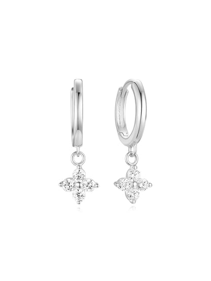 S925 Four Leaf Clover Zircon Wedding Earrings