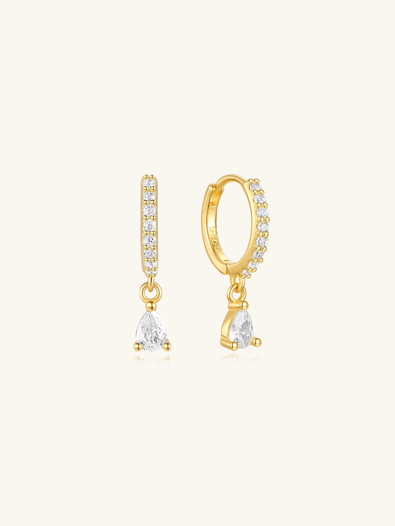 S925 Sterling Silver Drop Shape Zirconia Drop Earrings