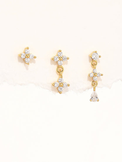 S925 Flower Pendant Earring Series