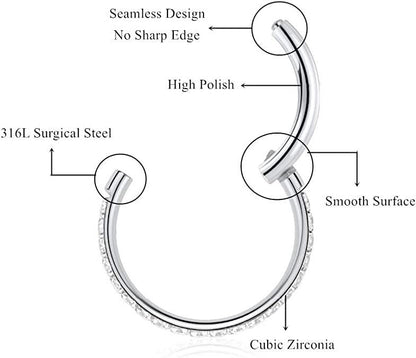 Titanium Waterproof Multiple Sizes Cartilage Hoop