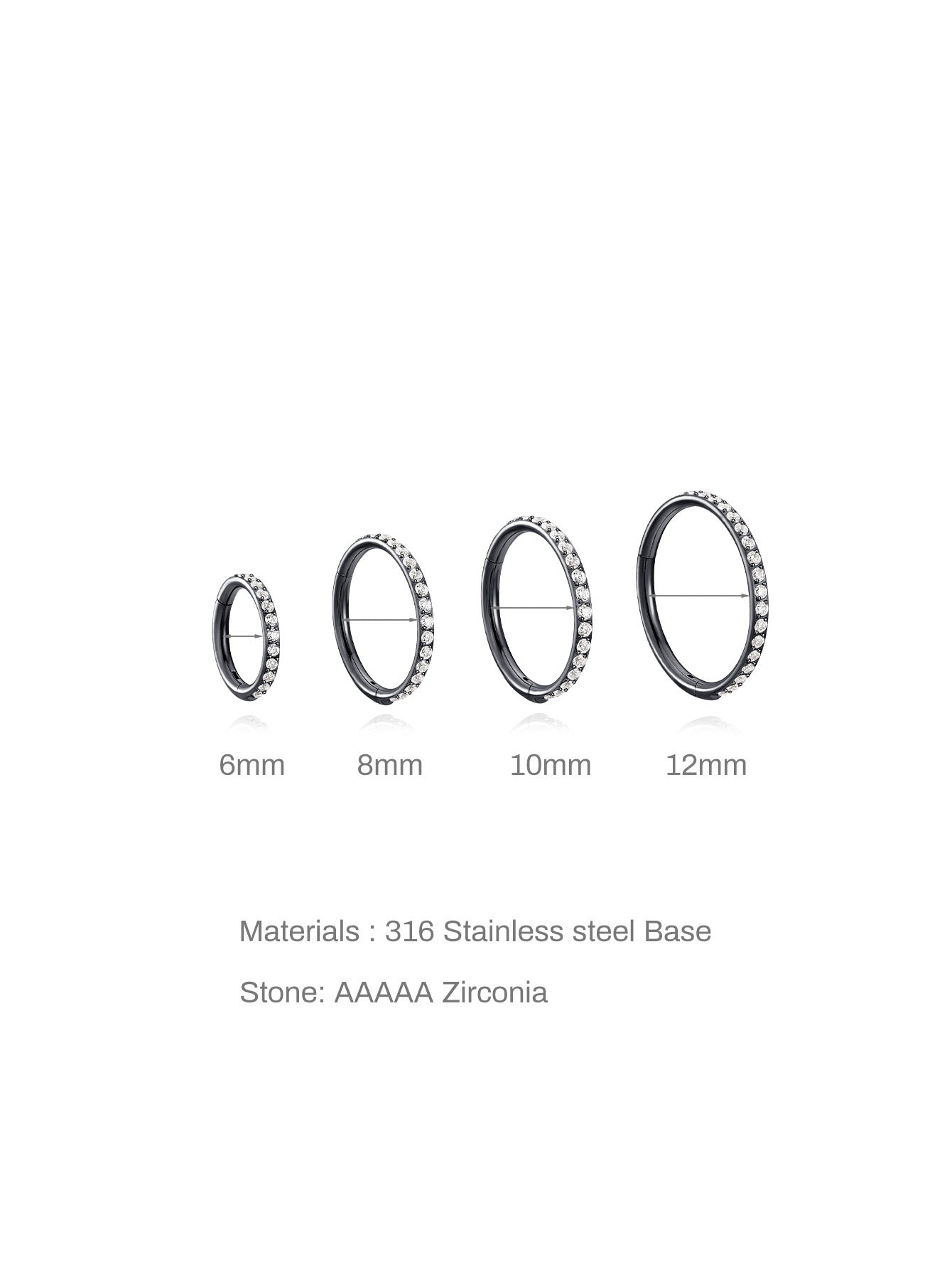 Titanium Waterproof Multiple Sizes Cartilage Hoop