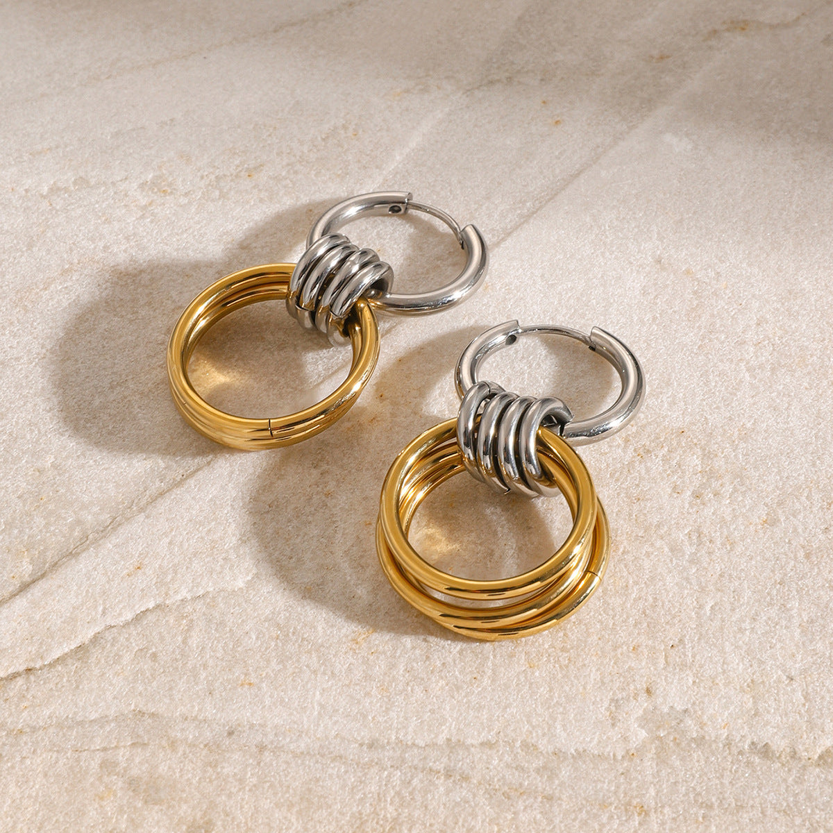 Fashionable Gold And Silver Earrings