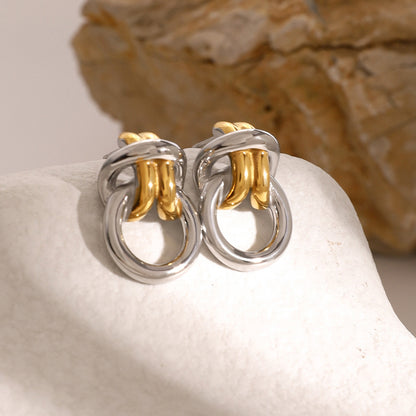 Fashionable Gold And Silver Earrings