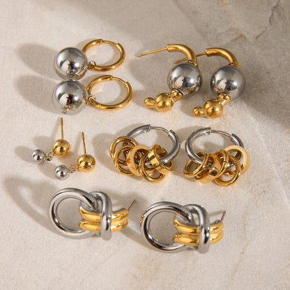 Fashionable Gold And Silver Earrings