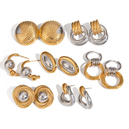 Fashionable Gold And Silver Earrings