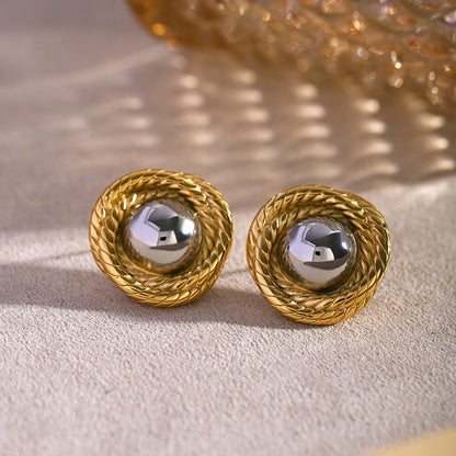 Fashionable Gold And Silver Earrings