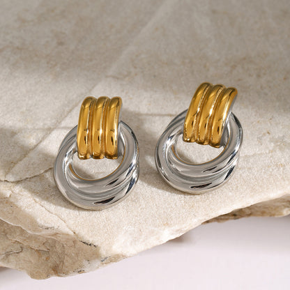 Fashionable Gold And Silver Earrings