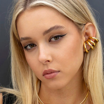 Trendy Gold Four-layer Earrings