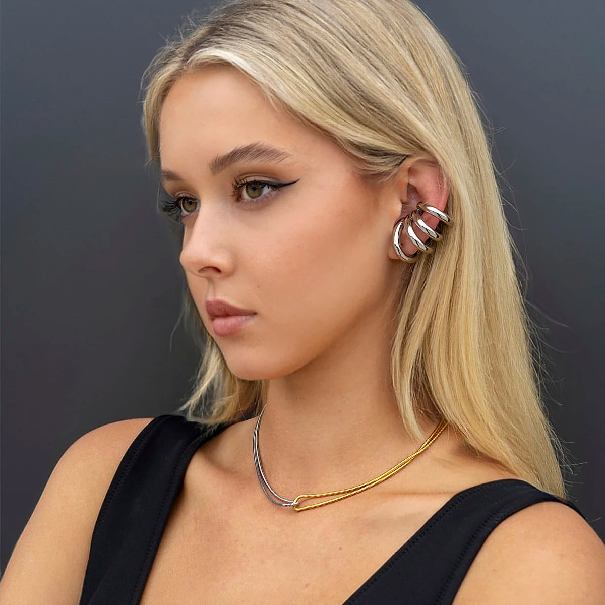 Trendy Gold Four-layer Earrings