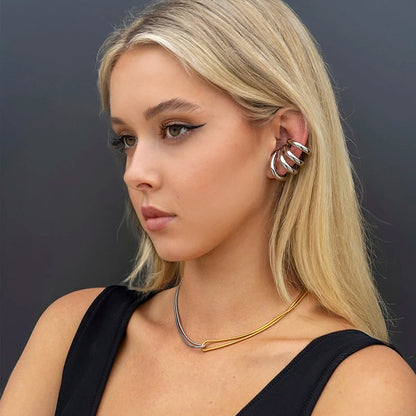 Trendy Gold Four-layer Earrings