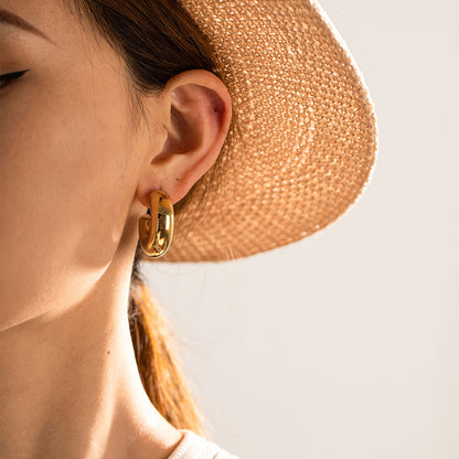 18K Gold Plated C-Shaped Earrings