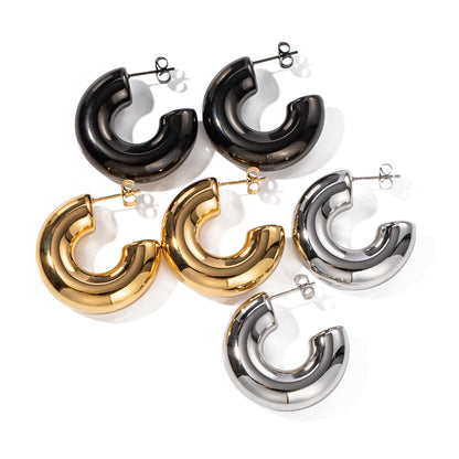 18K Gold Plated C-Shaped Earrings