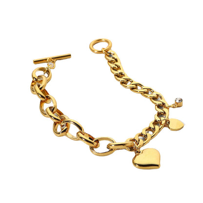 18K Gold-plated Heart Pendant Bracelet