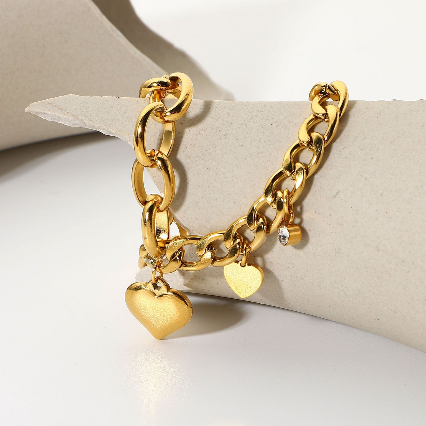 18K Gold-plated Heart Pendant Bracelet