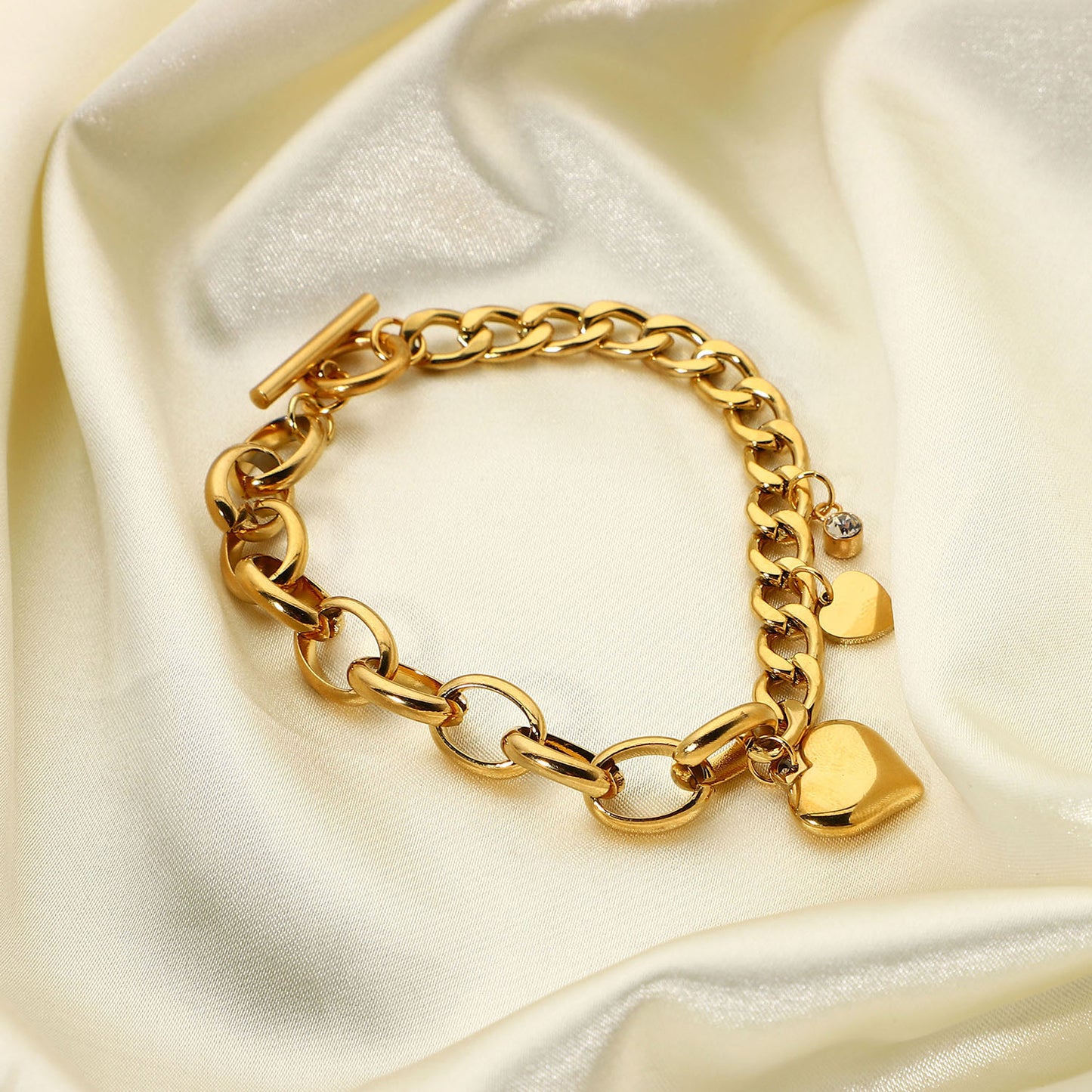 18K Gold-plated Heart Pendant Bracelet