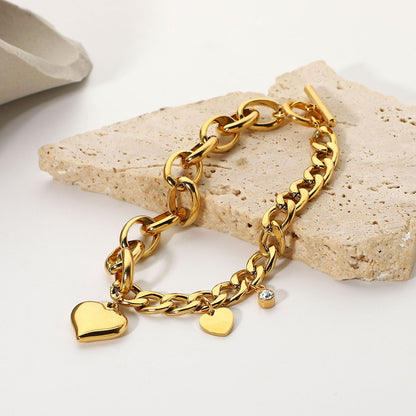 18K Gold-plated Heart Pendant Bracelet