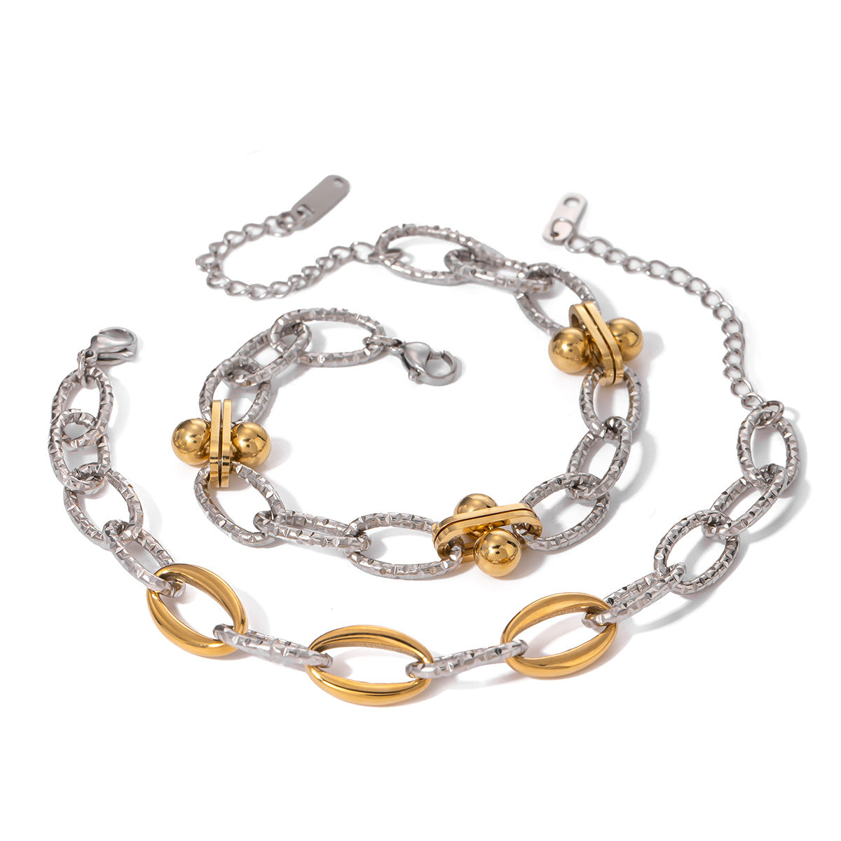 18K Gold Plated Gold and Silver Dual Tone Hammered Bracelet