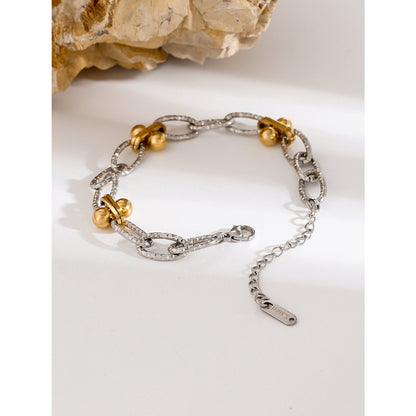 18K Gold Plated Gold and Silver Dual Tone Hammered Bracelet