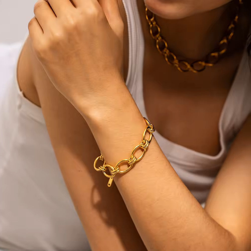 18k Gold Plated Cross Chain Bracelet