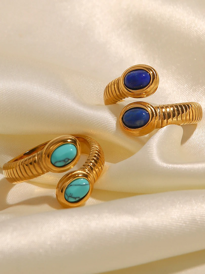 18K Gold Plated Lapis Lazuli Ring